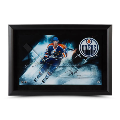 Jari Kurri Autographed Stick Blade with Edmonton Oilers Picture - Framed