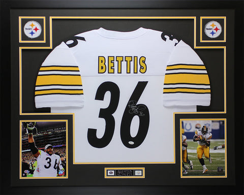 Jerome Bettis Autographed and Framed White Steelers Jersey
