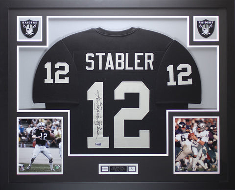 Ken Stabler Autographed "SNAKE" Framed Black Raiders Jersey