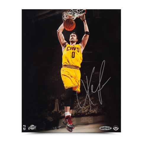 Kevin Love Autographed Two Handed Slam Photo