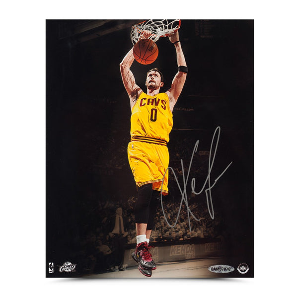 Kevin Love Autographed Two Handed Slam Photo