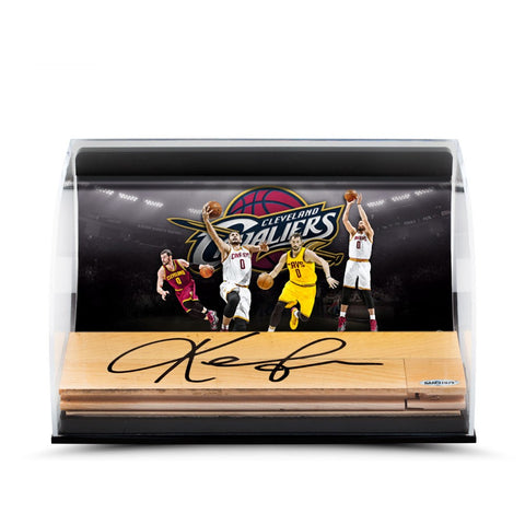 Kevin Love Loveland Photo with Autographed NBA Game-Used Floor Curve Display