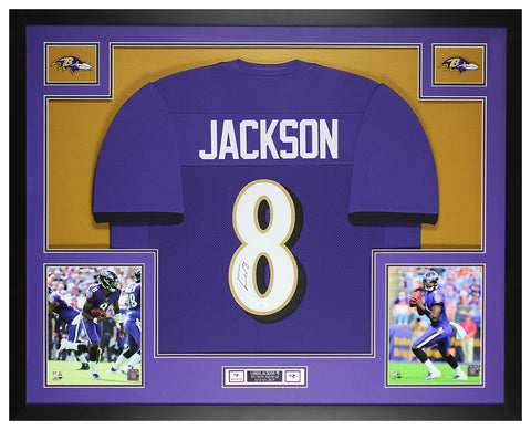 Lamar Jackson Autographed Framed Purple Ravens Jersey