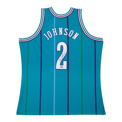 Larry Johnson Autographed Authentic Mitchell & Ness Hornets Home Jersey