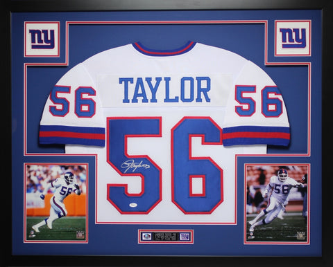 Lawrence Taylor Autographed and Framed White Giants Jersey
