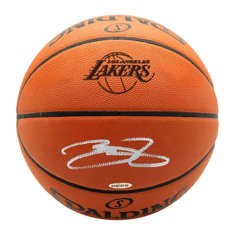 LeBron James Autographed Los Angeles Lakers Logo Stamp Authentic Spalding Basketball