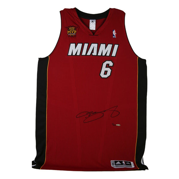 LeBron James Autographed Red Heat Jersey With Back-To-Back Finals