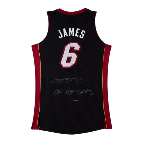 LeBron James Signed & Inscribed "2x NBA Champs" Authentic Miami Heat Black Jersey