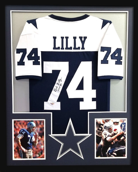 Bob Lilly Signed Framed Dallas Cowboys Custom Thanksgiving Jersey With "HOF 80" Inscription