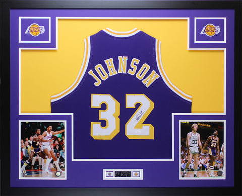 Magic Johnson Autographed Framed Purple Lakers Jersey
