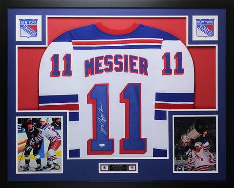 Mark Messier Autographed Framed White Rangers Jersey