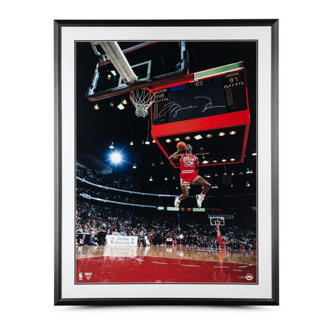 Michael Jordan Autographed 1988 Scoreboard Dunk Framed Photo 30 x 40
