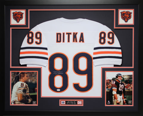 Mike Ditka Autographed and Framed White Bears Jersey