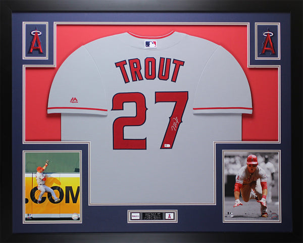 Mike Trout Autographed and Framed Gray Angels Jersey