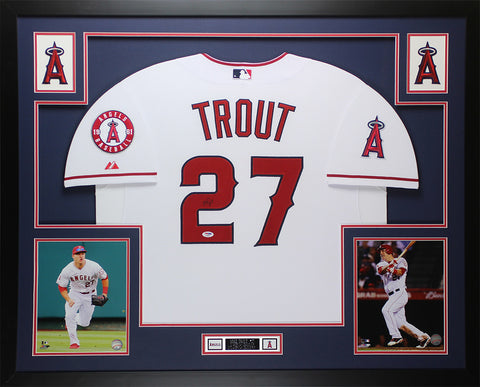 Mike Trout Autographed and Framed White Angels Jersey