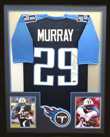 DeMarco Murray Signed Framed Tennessee Titans Navy Blue Custom Jersey