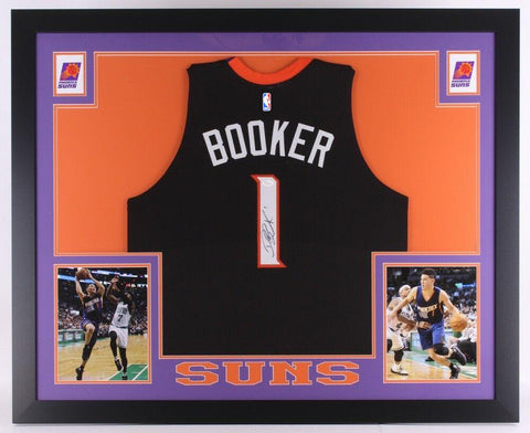 Devin Booker Signed Suns 35"x43" Custom Framed Jersey (JSA) Phoenix 2015 #1 Pick