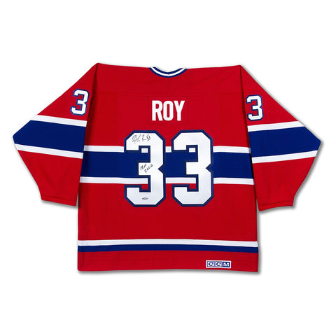 Patrick Roy Autographed & Inscribed Authentic Heroes of Hockey Red Montreal Canadiens Jersey