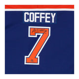 Paul Coffey Autographed & Inscribed Edmonton Oilers Authentic Blue Jersey