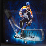 Paul Coffey Autographed & Inscribed Stick Blade with Edmonton Oilers Picture - Framed