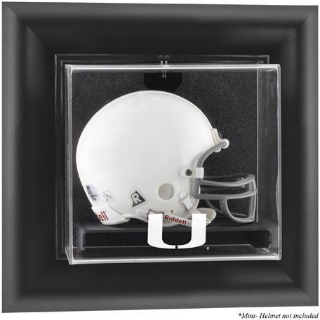 Miami Hurricanes Black Framed Wall-Mountable Mini Helmet Display Case