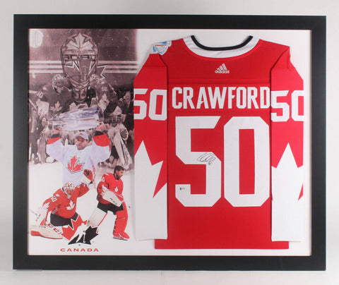 Corey Crawford Signed Team Canada 35x43 Framed Jersey Display Becket COA Chicago