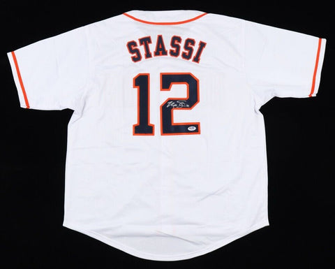 Max Stassi Signed Houston Astros Jersey (PSA COA) Stros Backup Catcher 2013-2019