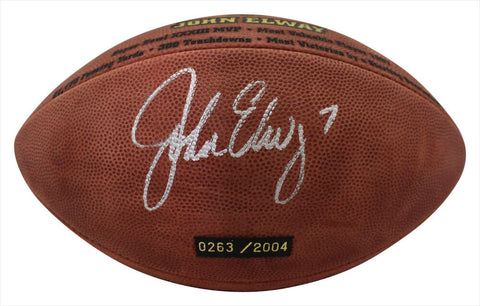 John Elway Autographed Denver Broncos LE 2004 Hall Of Fame Football BAS 38764