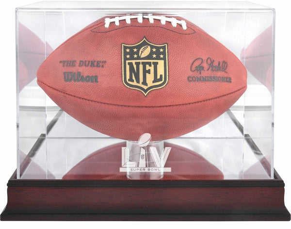 Super Bowl LV Mahogany Football Logo Display Case
