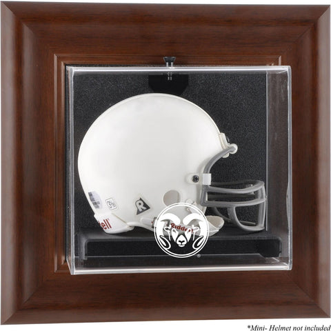 Colorado Rams Brown Framed Wall-Mountable Mini Helmet Display Case
