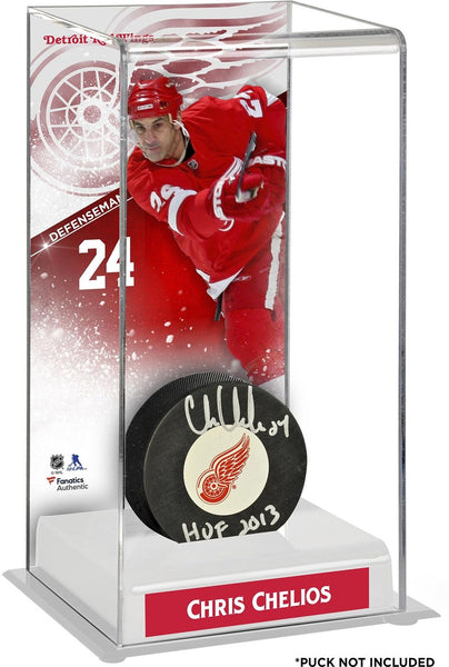 Chris Chelios Red Wings Leafs Deluxe Tall Hockey Puck Case