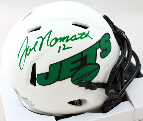 Joe Namath Autographed New York Jets Lunar Speed Mini Helmet-Beckett W Hologram