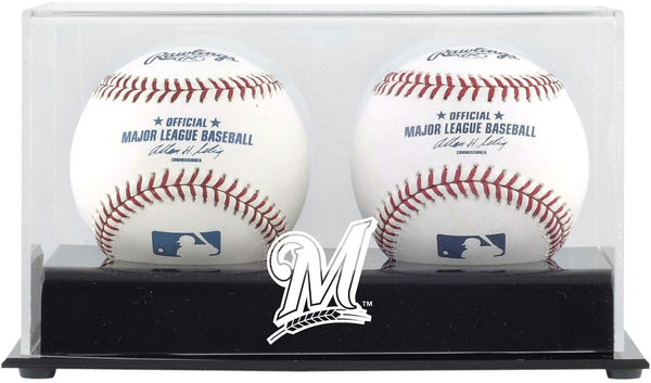 Milwaukee Brewers Two Baseball Cube Logo Display Case-Fanatics