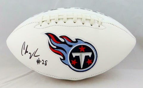 Chris Johnson Autographed Tennessee Titans Logo Football - Beckett W Auth *Black