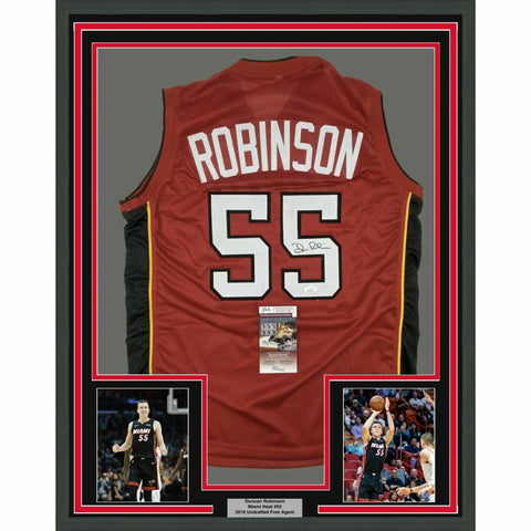 FRAMED Autographed/Signed DUNCAN ROBINSON 33x42 Miami Red Jersey JSA COA Auto