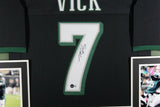 MICHAEL VICK (Eagles black SKYLINE) Signed Autographed Framed Jersey JSA