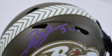 Ray Lewis Signed Ravens Salute to Service Speed Mini Helmet-Beckett W Hologram