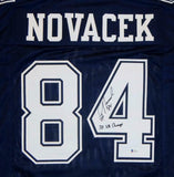 Jay Novacek Autographed Blue Pro Style Jersey W/ Insc- Beckett Auth *4