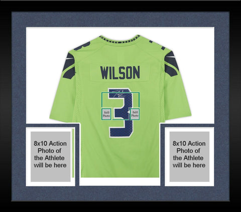 Framed Russell Wilson Seattle Seahawks Autographed Green Nike Game Jersey