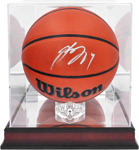 Brandon Ingram Pelicans Signed Wilson Ball w/Mahogany Team Logo Display Case
