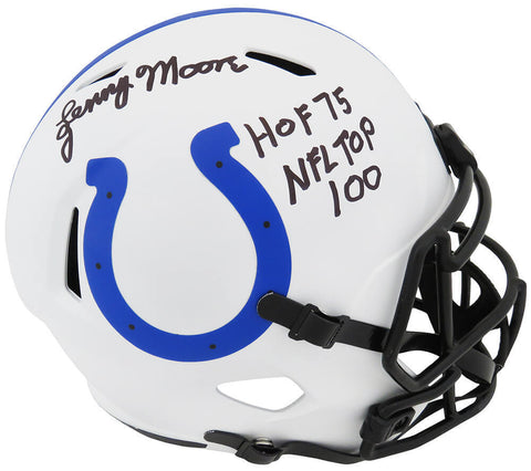 Lenny Moore Signed Colts LUNAR Riddell F/S Rep Helmet w/HOF'75, Top 100 (SS COA)