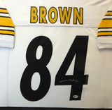 STEELERS ANTONIO BROWN AUTOGRAPHED SIGNED FRAMED WHITE JERSEY BECKETT 130314