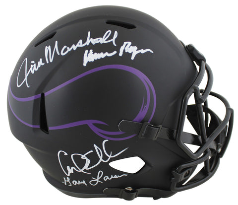 Vikings Purple People Eaters (4) Signed Eclipse Full Size Speed Rep Helmet BAS