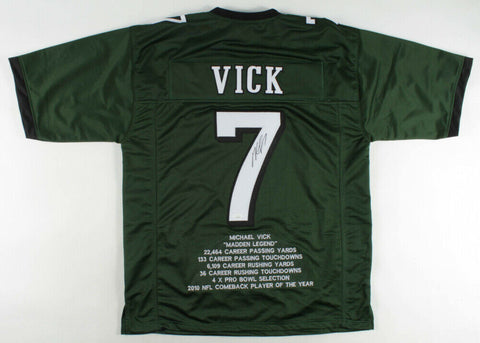 Michael Vick Signed Philadelphia Eagles Career Highlight Stat Jersey (JSA COA)QB