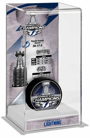 Tampa Bay Lightning 2021 Stanley Cup Champs Logo Deluxe Tall Hockey Puck Case