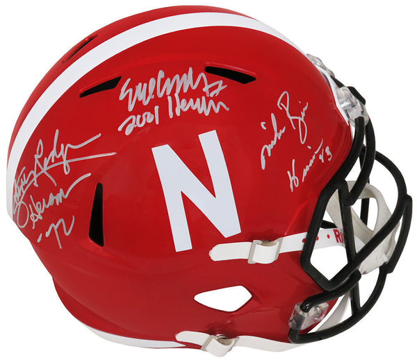 Johnny Rodgers, Mike Rozier, Eric Crouch Signed Nebraska FLASH Rep. Helmet- SS