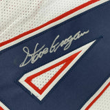 Autographed/Signed STEVE GROGAN New England White Modern Football Jersey JSA COA