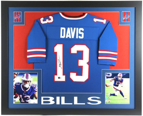 Gabe Davis Signed 35x43 Framed Buffalo Bill Jersey (Beckett) 2020 4th Rnd Pk UCF
