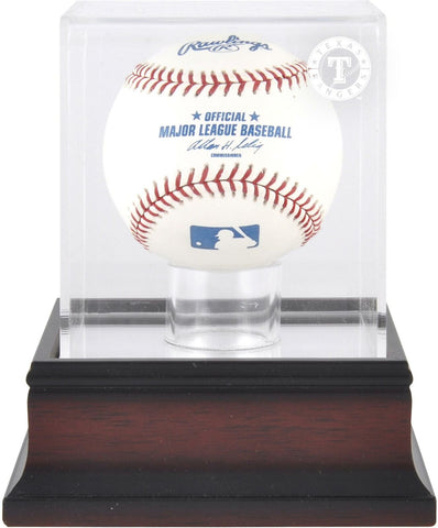 Texas Rangers Mahogany Baseball Logo Display Case Fanatics Authentic Certified