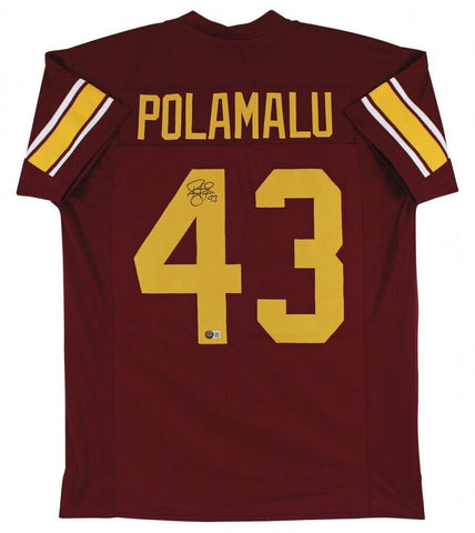 Troy Polamalu Signed USC Trojans Jersey (Beckett) Steelers 8xPro Bowl / Safety